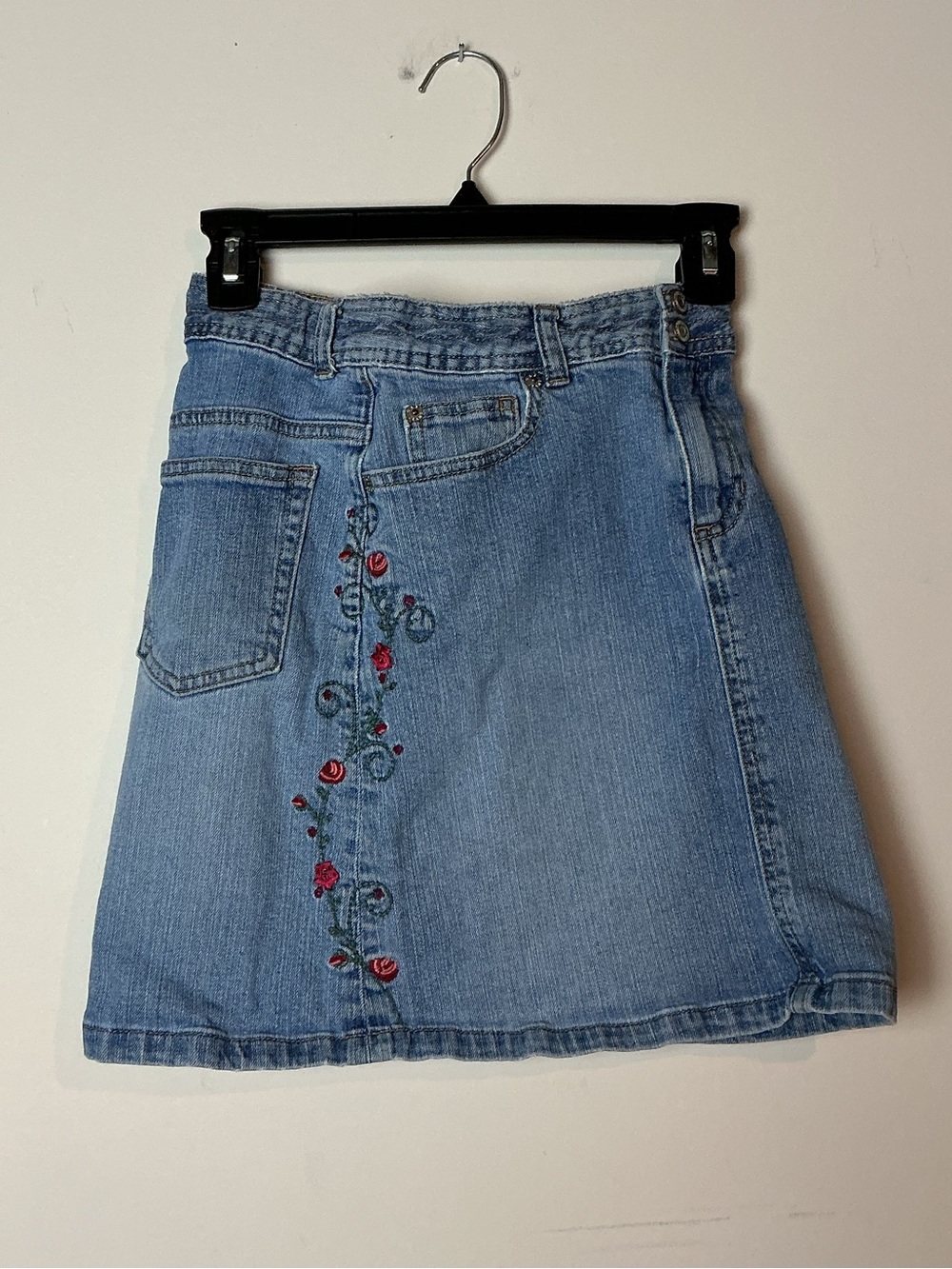 GAP Girls Y2K Denim Floral Embroidered Skirt Size 14